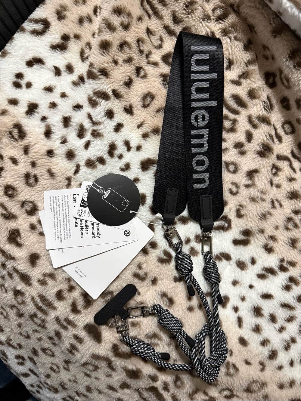 lululemon athletica Black and White Logo Crossbody Phone Strap
